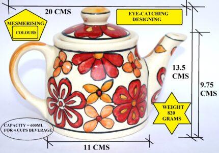 BERRYCRAVE KETTLE ORANGE RED FLOWERS - DIMENSIONS